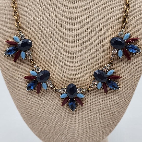 J. Crew Statement Necklace Red, Navy, Light Blue - Picture 9 of 13